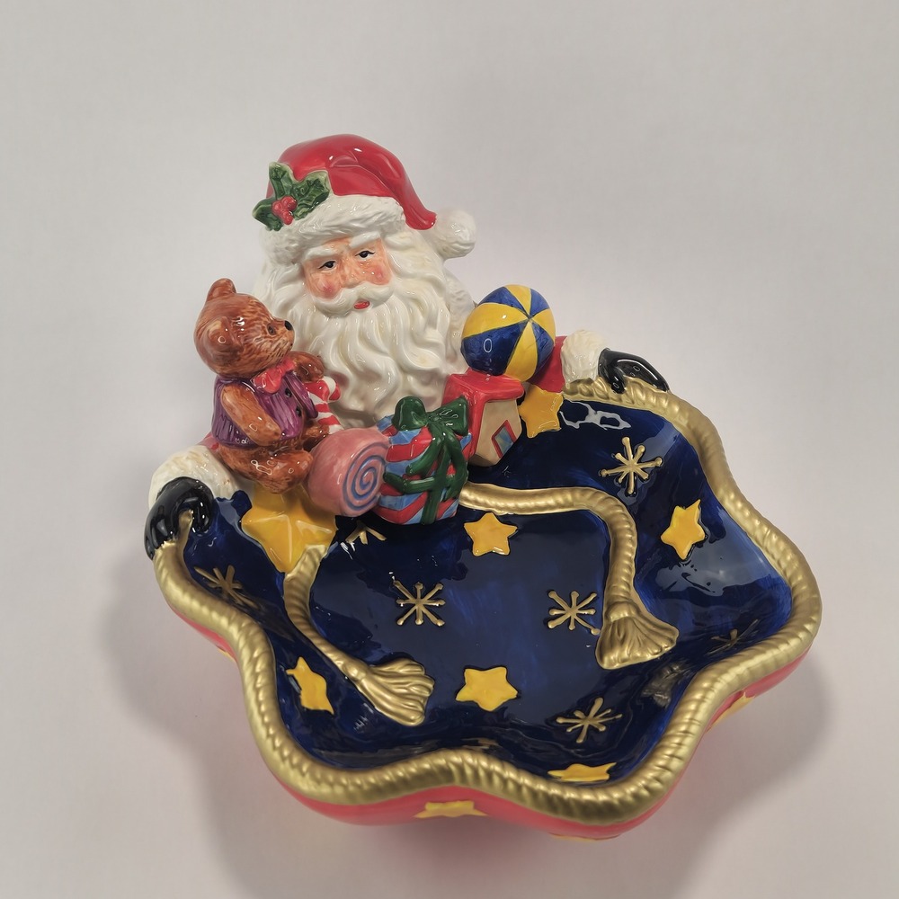 Signature Home Collection Celestial Santa Ceramic Candy Bowl Christmas Box